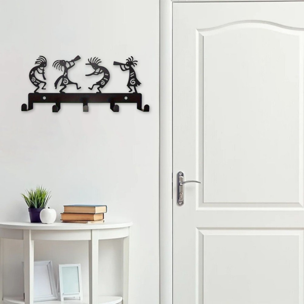 CIFbuy™ 哥特黑金属壁挂衣帽架 复古节日收纳装饰架（TikTok、temu下自提）-5