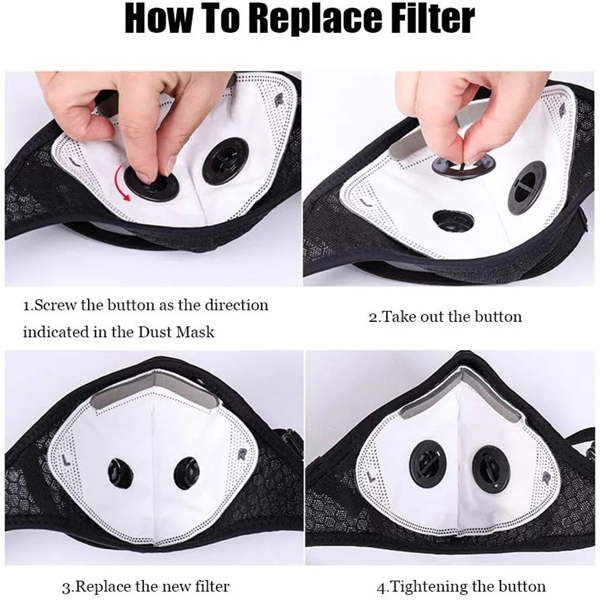 可重复使用的半面罩带过滤器的自行车户外运动面罩灰色-2