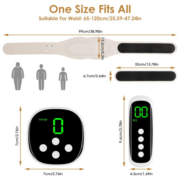 （自提可发加拿大，temu&tk下自提单）便携式EMS背部加热按摩垫，19档强度调节，3种加热模式（104-122℉），无线充电设计，通用腰带尺寸，男女皆宜的理想礼物，缓解疼痛与放松身心-13