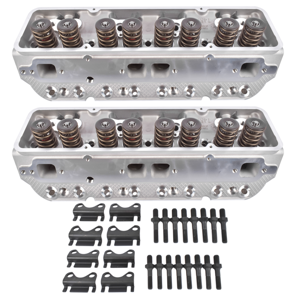 缸盖总成 2Pcs Complete Cylinder Heads 129006601 Fits for Small Block Chevy 350 190cc 64cc 2.02/1.60'' - Straight-4