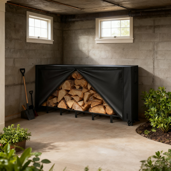 95*13*47in 长方形带防雨罩 黑色 柴火架 铁艺-14