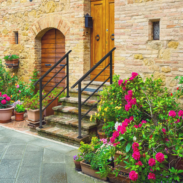 哑光黑色   1-4阶 可调节  直扶手 庭院楼梯扶手-7