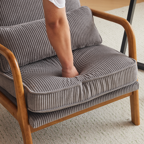 1pcs款 矮扶手椅 65*80*78cm 条绒 浅灰色 室内休闲椅-14