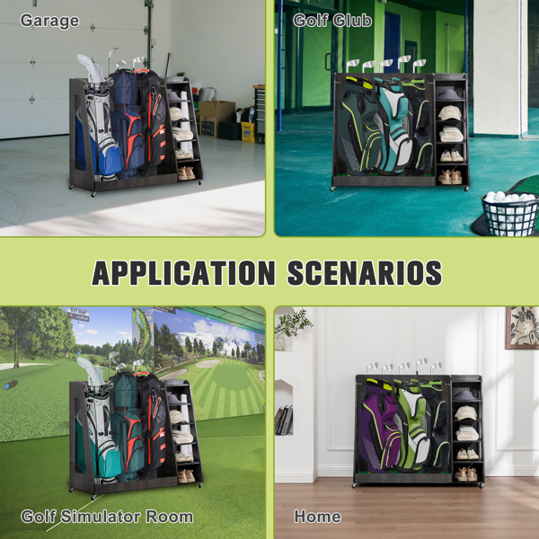 木质高尔夫球包存储架，灰色-7
