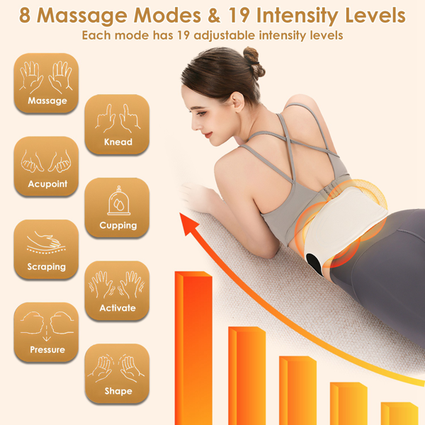 （自提可发加拿大，temu&tk下自提单）便携式EMS背部加热按摩垫，19档强度调节，3种加热模式（104-122℉），无线充电设计，通用腰带尺寸，男女皆宜的理想礼物，缓解疼痛与放松身心-3