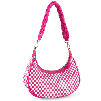 Women Woven Hobo Handbag for Women Fashion Vegan Leather Tote Bag for Women-Rose