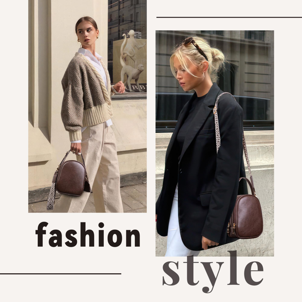 女士小号斜挎包，配手柄与可调节肩带-咖啡色-5