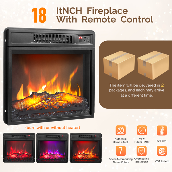 银色 镜面 143*35*62 中纤板 层架不带抽壁炉电视柜  & 18in壁炉芯-7