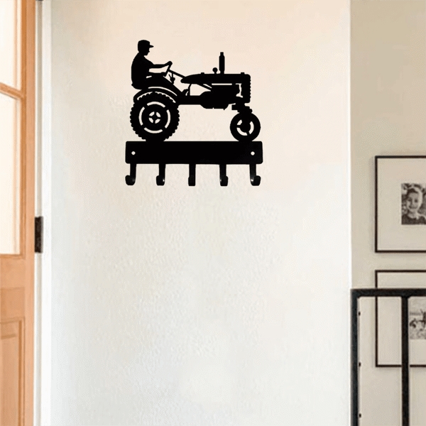 CIFbuy™ 田园农夫拖拉机金属墙饰 六寸钥匙收纳架（TikTok、temu下自提）-2