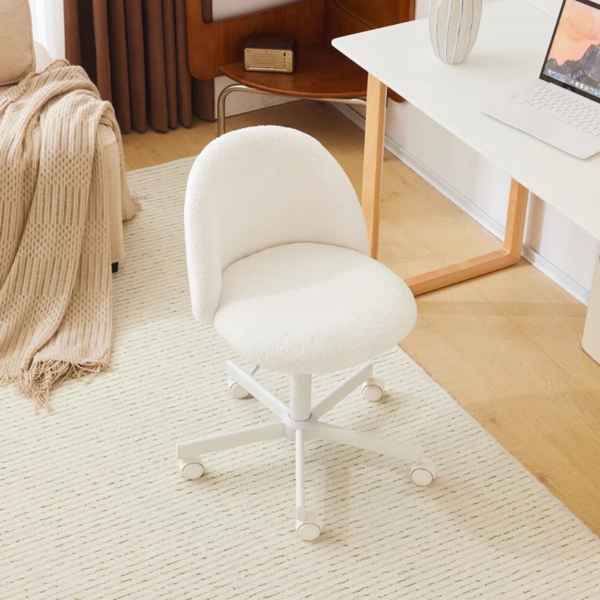 椅子 糖果转椅 泰迪绒 带轮子 白色-10