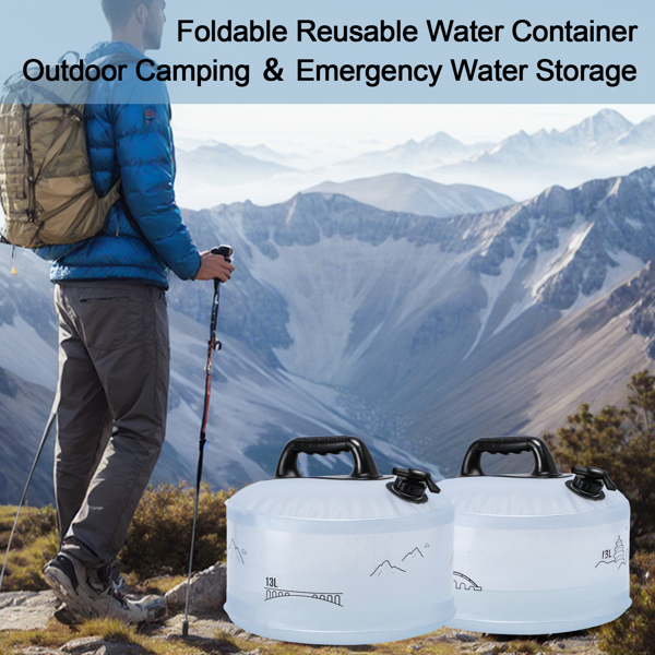 13L户外储水箱，户外露营，烧烤，远足，爬山，探险，便携式可折叠储水袋，干旱，家用应急大容量储水桶，房车旅行储水箱，体积小，节省空间-5