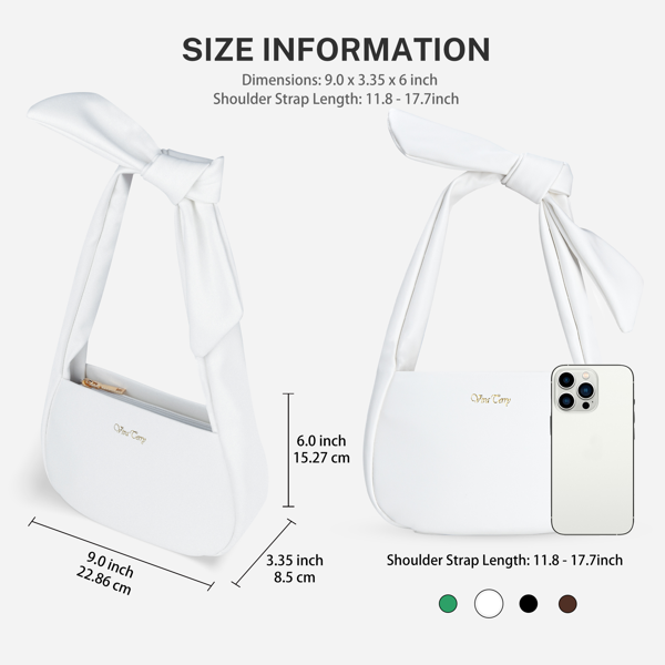 女士流浪者手提包，小号素皮流浪手提包肩包，带拉链-白色-3