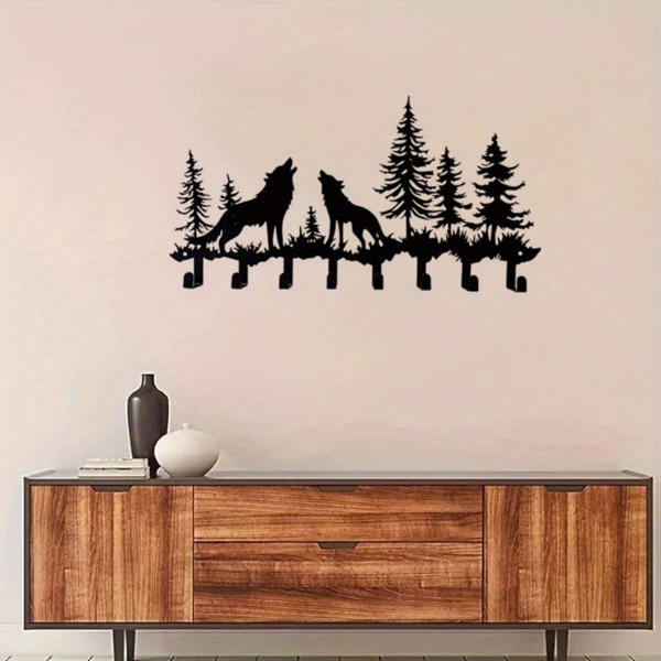 CIFbuy™ 乡村风狼造型钥匙挂钩 壁挂式衣帽架装饰（TikTok、temu下自提）-1