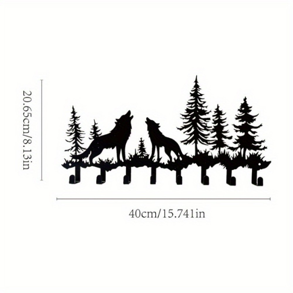 CIFbuy™ 乡村风狼造型钥匙挂钩 壁挂式衣帽架装饰（TikTok、temu下自提）-2