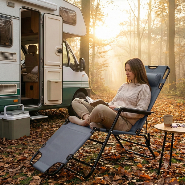 140*60*87cm 户外躺床 黑色铁管 灰色牛津布床面  130kg 可变躺床-12