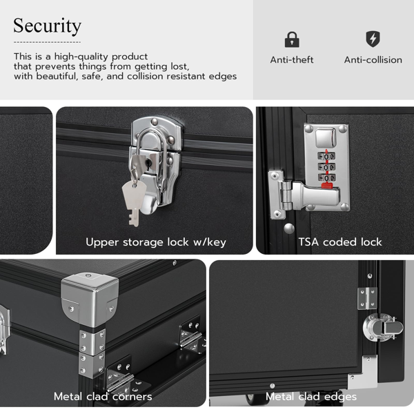 带轮移动美甲台，便携式美甲桌，折叠美甲桌配指甲油托盘及收纳空间，旅行美甲箱配可拆卸可调高工作台-6