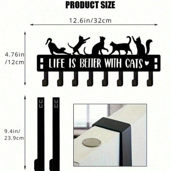 CIFbuy™ 八件套黑猫墙钩 萌宠主题收纳架（TikTok、temu下自提）