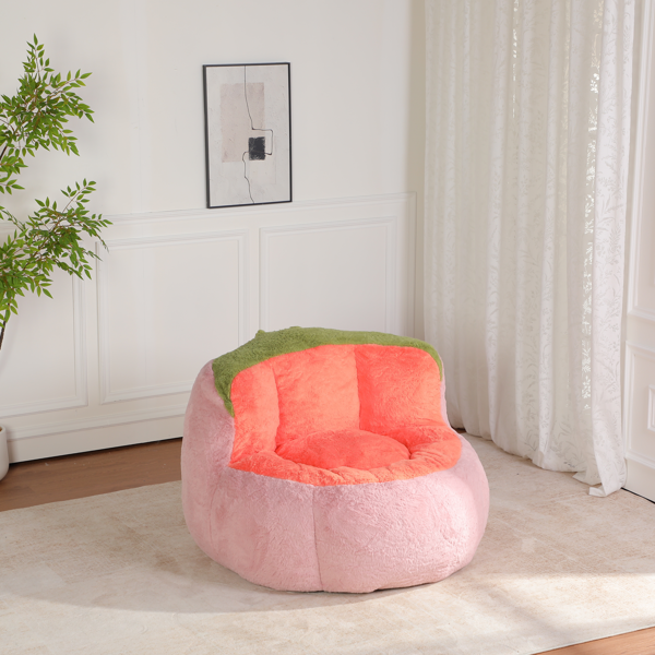 超大豆袋椅、填充海绵丝的多色人造毛皮沙发、客厅大沙发、无需组装、粉色+橙色+绿色-3