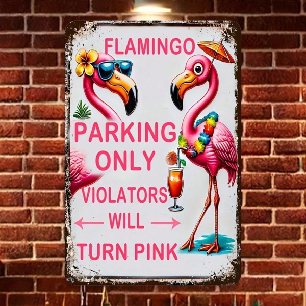 CIFbuy8x12 英寸 ( 20.3x30.5cm )怀旧风趣味铝合金标牌Flamingo（TikTok、temu下自提）-7