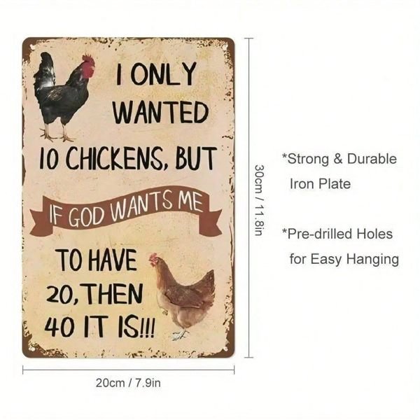 CIFbuy8x12 英寸 ( 20.3x30.5cm )复古风乡村风铝合金标牌FarmhouseChicken（TikTok、temu下自提）-3