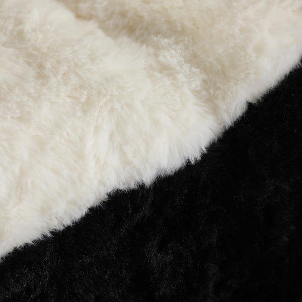 超大豆袋椅、填充海绵丝的多色人造毛皮沙发、客厅大沙发、无需组装、黑色+白色+灰色-7