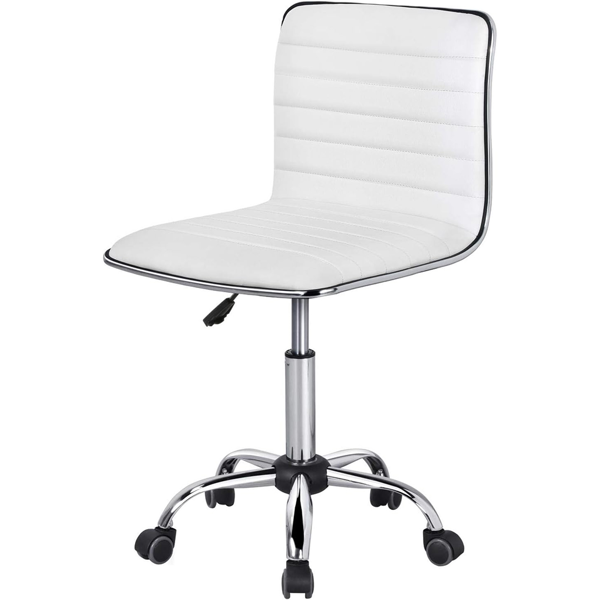 椅子 电脑椅 L型无扶手 白色 SF-5801 皮质 黑灰PU轮 131338-6