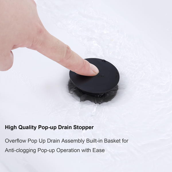 2手柄4英寸哑黑浴室水龙头，带弹出式排水管和供水软管的浴室洗手盆水龙头【周末不发货，TK/TEMU订单仅支持自提】-6