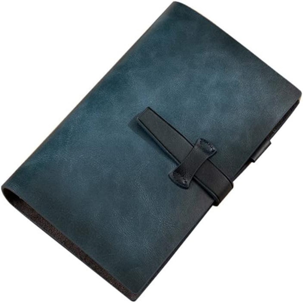 二层牛皮活页本可拆卸A5记事本 藏蓝色-1