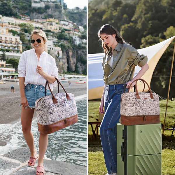 帆布周末旅行袋，过夜旅行登机行李袋，含鞋袋及洗漱包-7