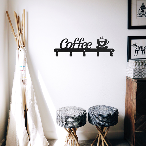 CIFbuy™ 壁挂式金属咖啡杯架带多功能挂钩厨房客厅收纳架（TikTok、temu下自提）-4