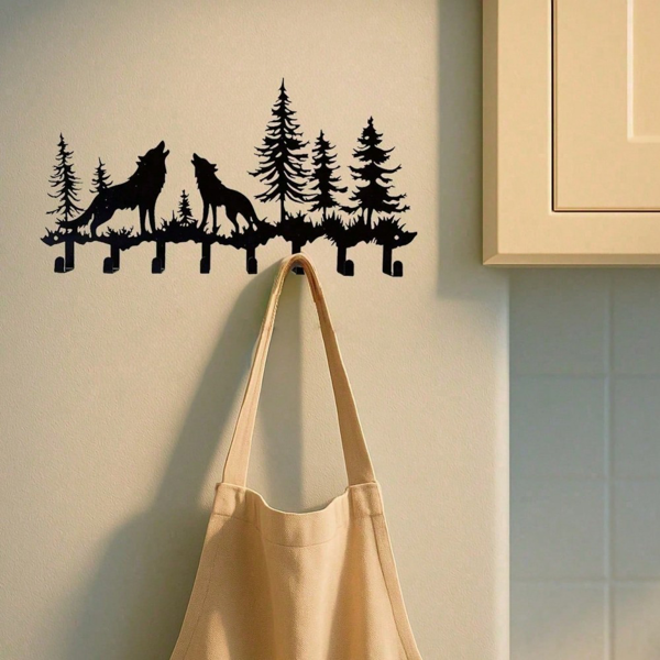 CIFbuy™ 乡村风狼造型钥匙挂钩 壁挂式衣帽架装饰（TikTok、temu下自提）-5