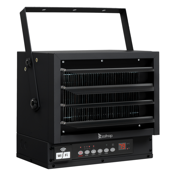 美规 CZ220W 240V 5000W 取暖器 黑色 铁 带WIFI/金属发热管/可调温/定时//带显示/带遥控器/不带电源线 工业取暖器-5