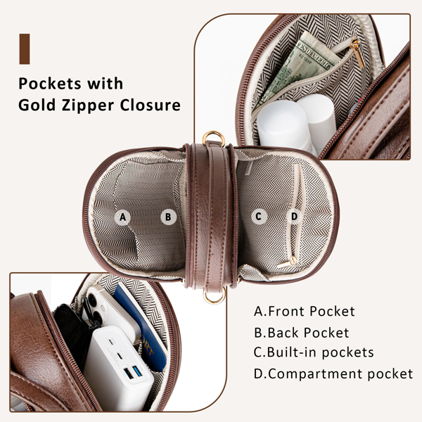 女士小号斜挎包，配手柄与可调节肩带-咖啡色-3