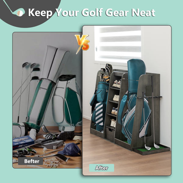 木制高尔夫球架，灰色-6