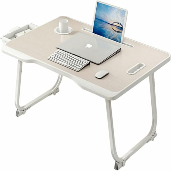 桌子 床上折叠桌 抽屉款 橡木色 注塑桌面-1