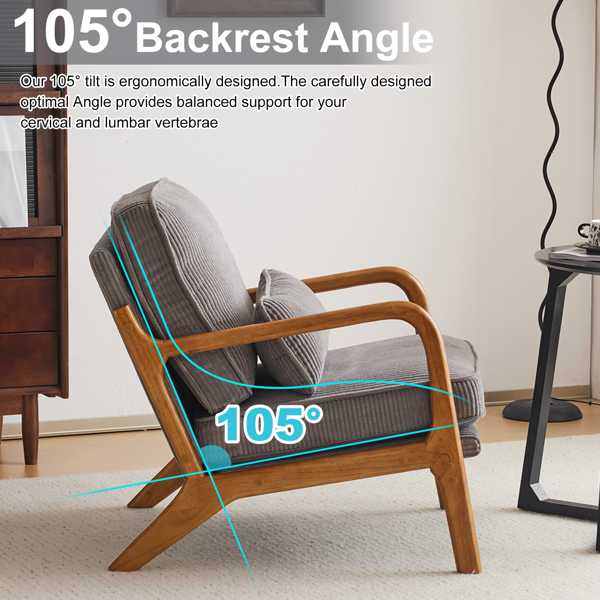 1pcs款 矮扶手椅 65*80*78cm 条绒 浅灰色 室内休闲椅-2