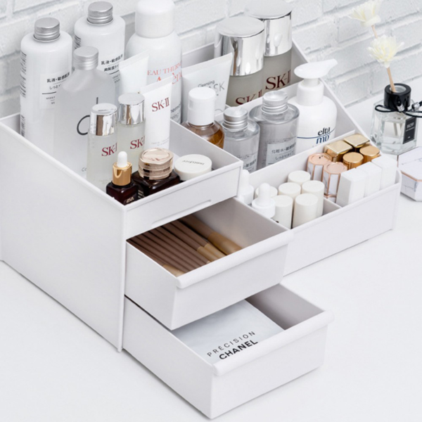 化妆品收纳盒 抽屉式 特大号 白色-4