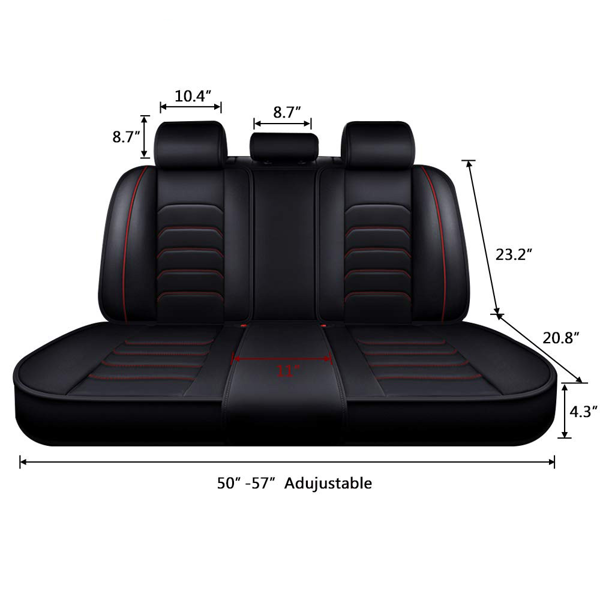 5座通用汽车座椅套，高级防滑设计，为汽车、卡车、SUV提供全覆盖保护，包括头枕-3
