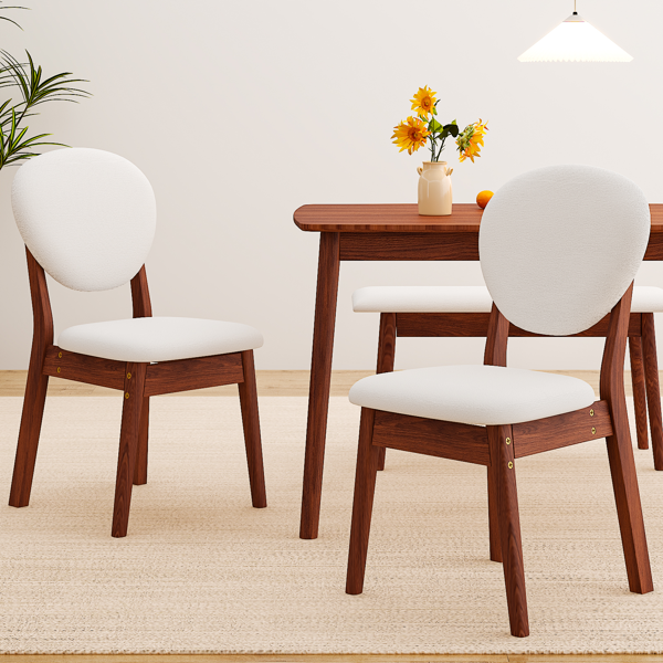 1桌2椅1凳 拆装 橡胶木+软包 深胡桃色 餐桌椅套装 米色坐垫 长方形-13