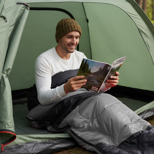 灰底黑色箭头 睡袋 涤丝布防水面布 涤丝布透气灰里布 中空棉 190*75cm 信封款 950g 带收纳袋 温度范围5-20℃-8