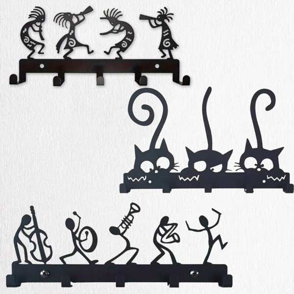 CIFbuy™ 哥特黑金属壁挂衣帽架 复古节日收纳装饰架（TikTok、temu下自提）-1