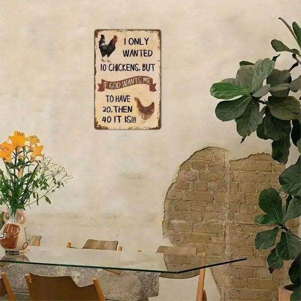 CIFbuy8x12 英寸 ( 20.3x30.5cm )复古风乡村风铝合金标牌FarmhouseChicken（TikTok、temu下自提）-5