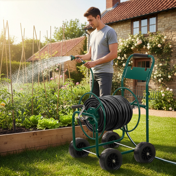 【同款编码：04822659】97*53*100cm 绿色 铁 水管车【不是充气轮胎】-10