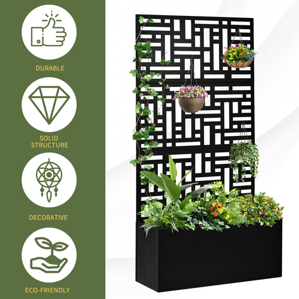 【同款编码：96402386】91.5*38*180CM 3层网格拆装式铁花架种植筐 黑色 铁种植-11