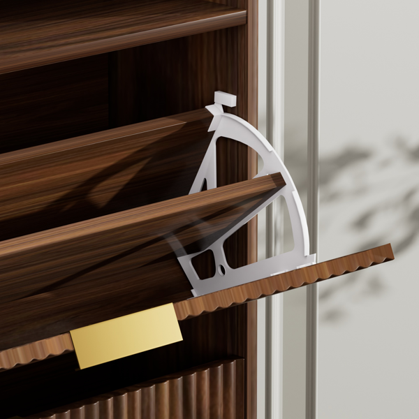 玄关鞋柜收纳柜，隐藏式鞋柜，带2个翻盖抽屉，高大独立式鞋架，适用于门厅、走廊。胡桃木色，长31.6英寸 x 宽9.6英寸 x 高40英寸。-6