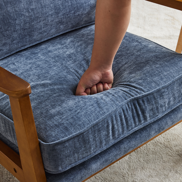 橡木扶手 单人休闲椅 橡木 软包 雪尼尔 深海蓝色 室内休闲椅-14