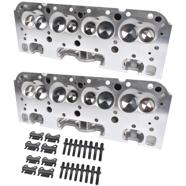 缸盖总成 2Pcs Complete Cylinder Heads 129006601 Fits for Small Block Chevy 350 190cc 64cc 2.02/1.60'' - Straight-3