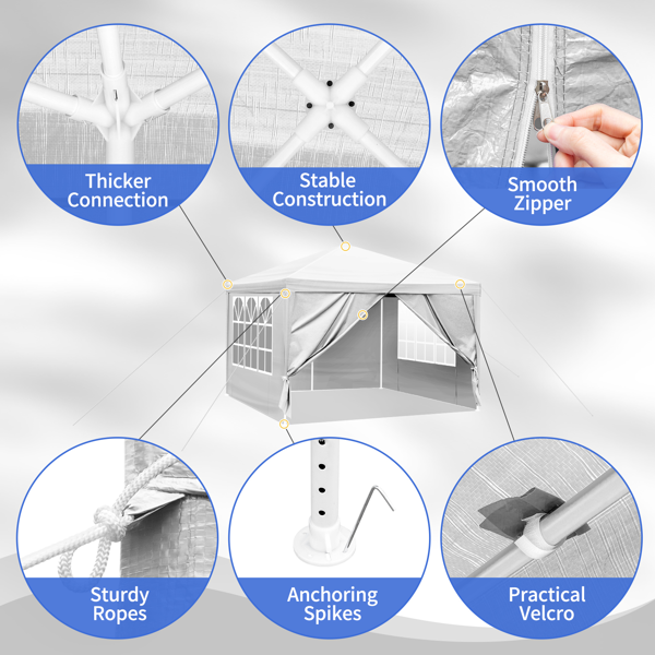 10*10ft  白色  4围 仿折叠棚 2门2窗  PE布 喷塑铁管-6