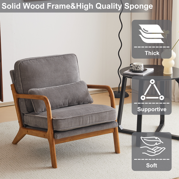 1pcs款 矮扶手椅 65*80*78cm 条绒 浅灰色 室内休闲椅-3