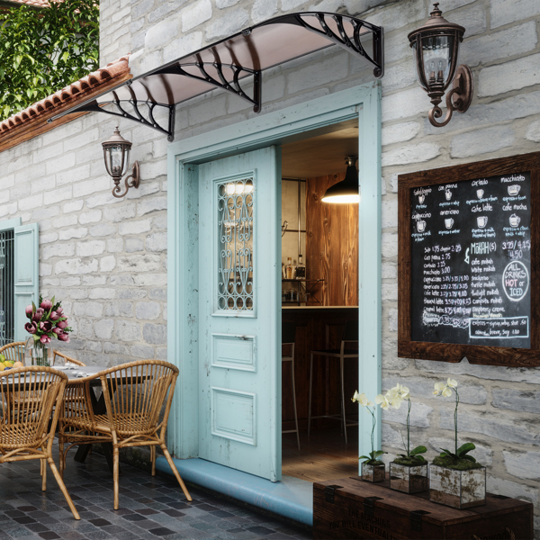 200*100cm 棕色板黑色支架 雨篷 ABS支架 一片式阳光板 前后铝条(72908277同款）-14